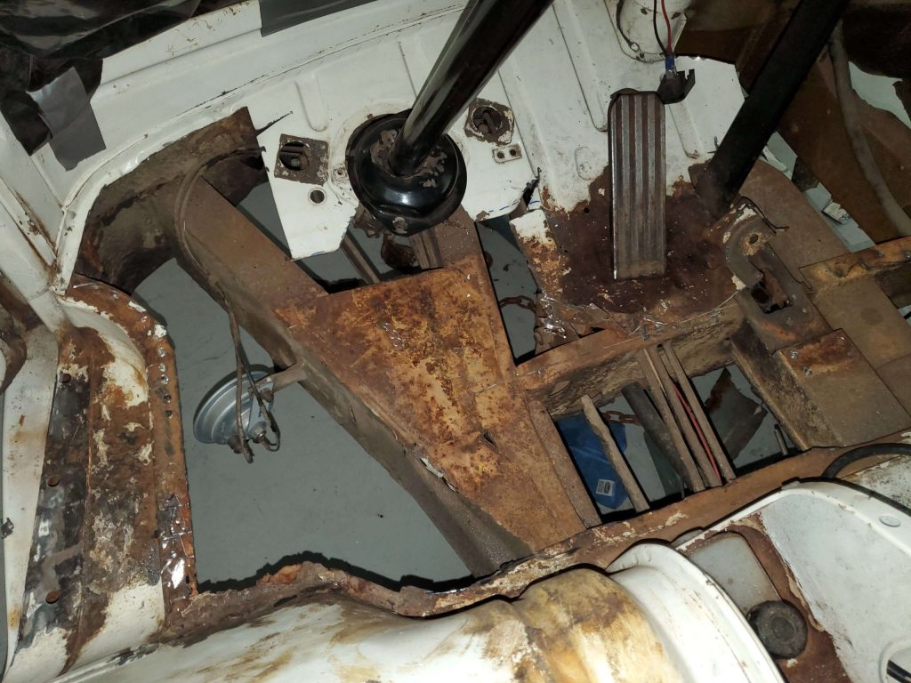 driver's side floor removed